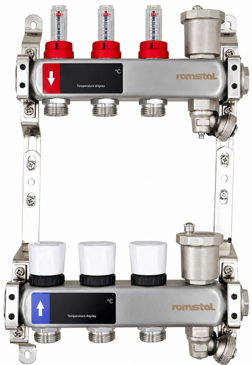 Колектор з витратомірами Romstal EcoHeat 300 1" x 3/4" на 3 контури (40EH0003)
