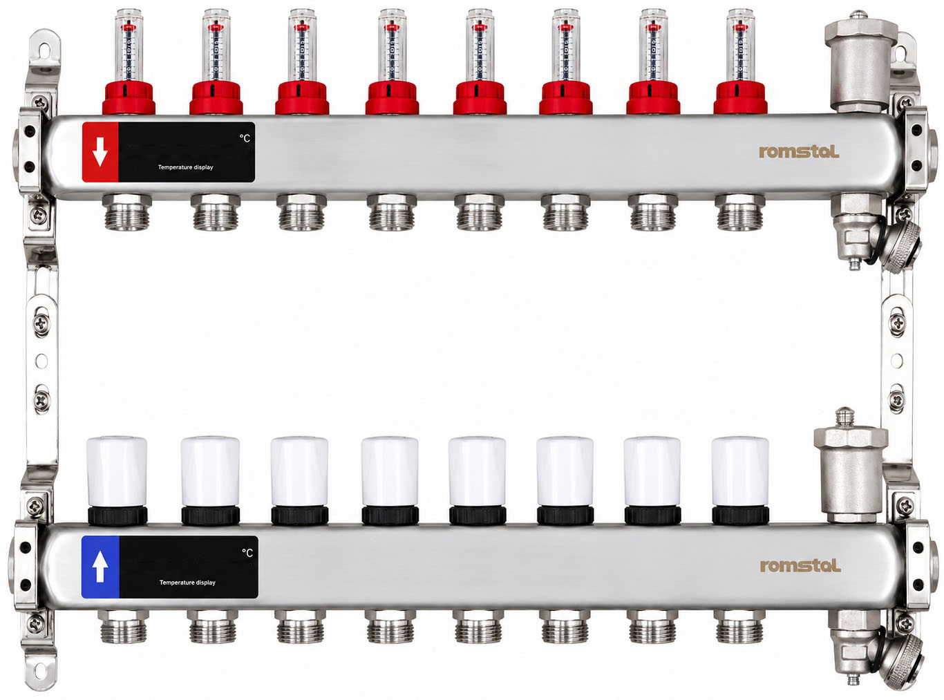 Колектор з витратомірами Romstal EcoHeat 300 1" x 3/4" на 8 контурів (40EH0008)