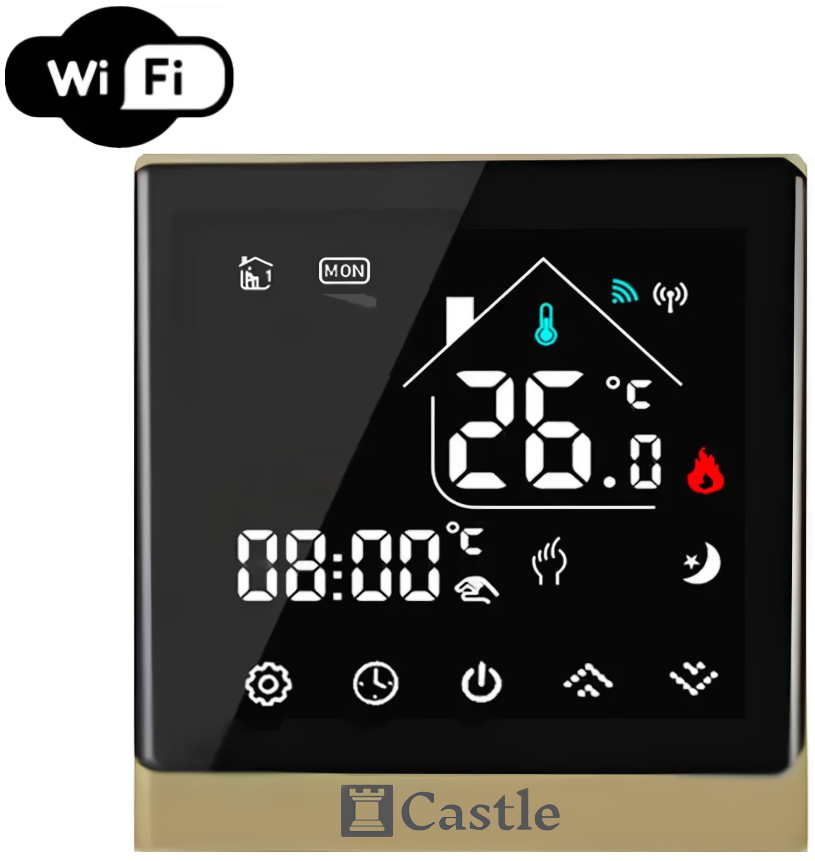 Терморегулятор Castle AC8400H Wi-Fi, золотий