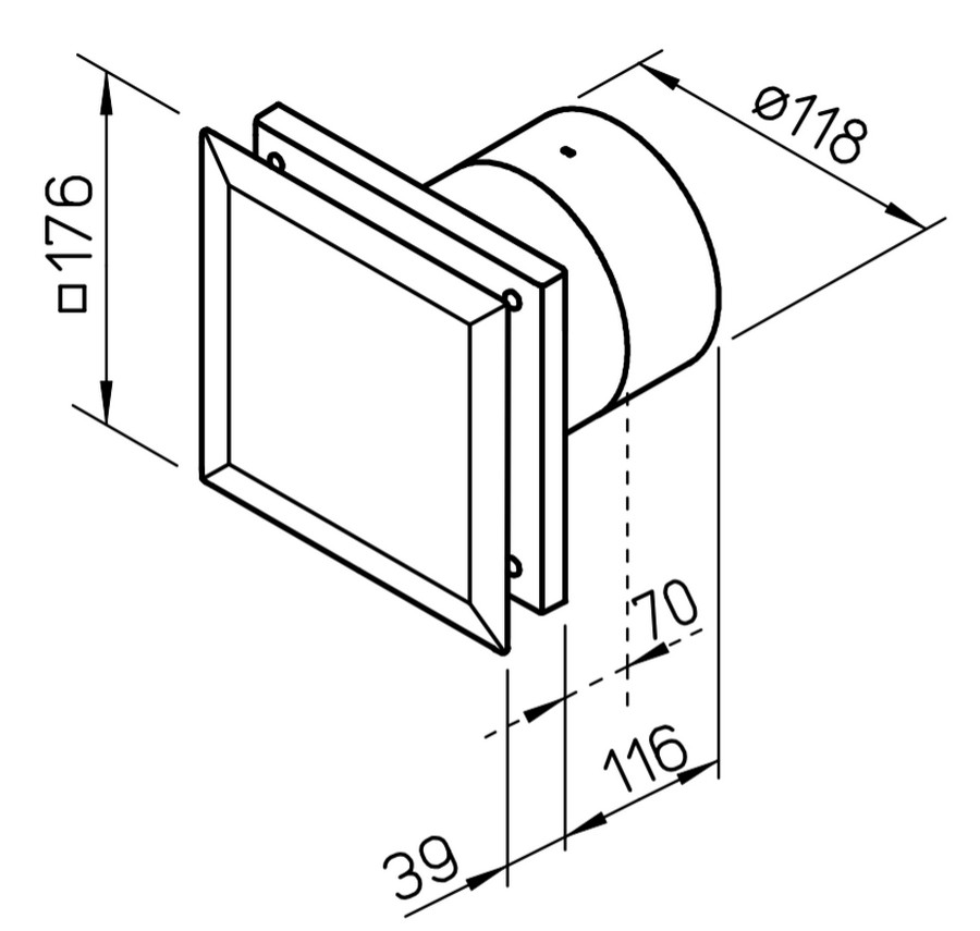 Helios MiniVent M1/120 N/C Уценка Габаритные размеры