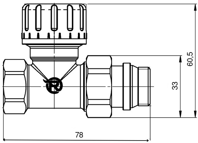Reiger 1/2", прямой (6554561) Габаритные размеры