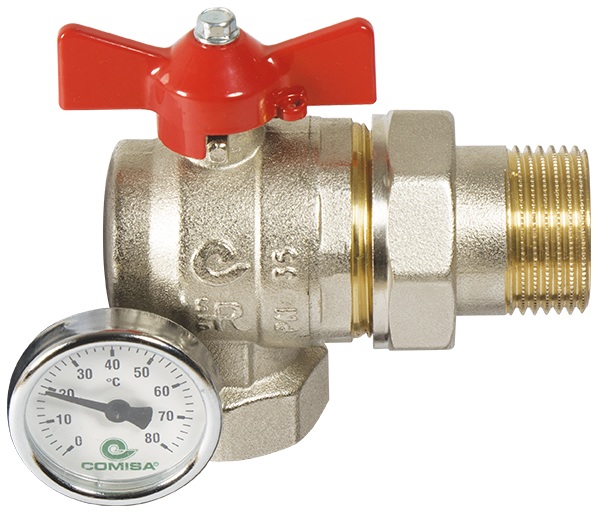 Кран шаровой Comisa 604B 1"x1" с термометром (41.31.779)