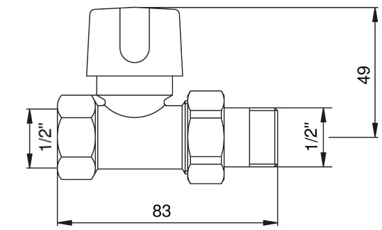 Bianchi 403T 1/2", прямой (403TN0040G) Габаритные размеры