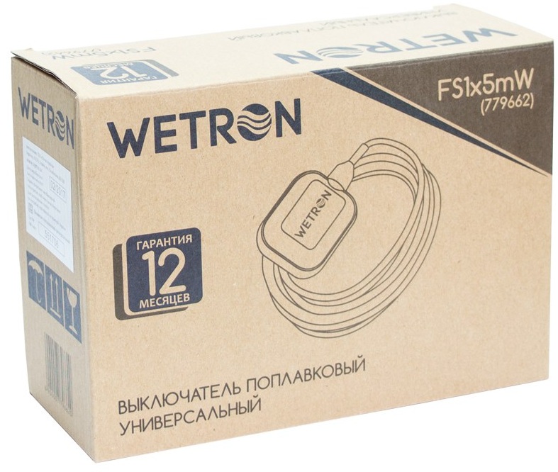 Выключатель поплавковый Wetron FS1x5mW, 5 м, 3x0.75 мм², универсальный (779662) цена 462 грн - фотография 2