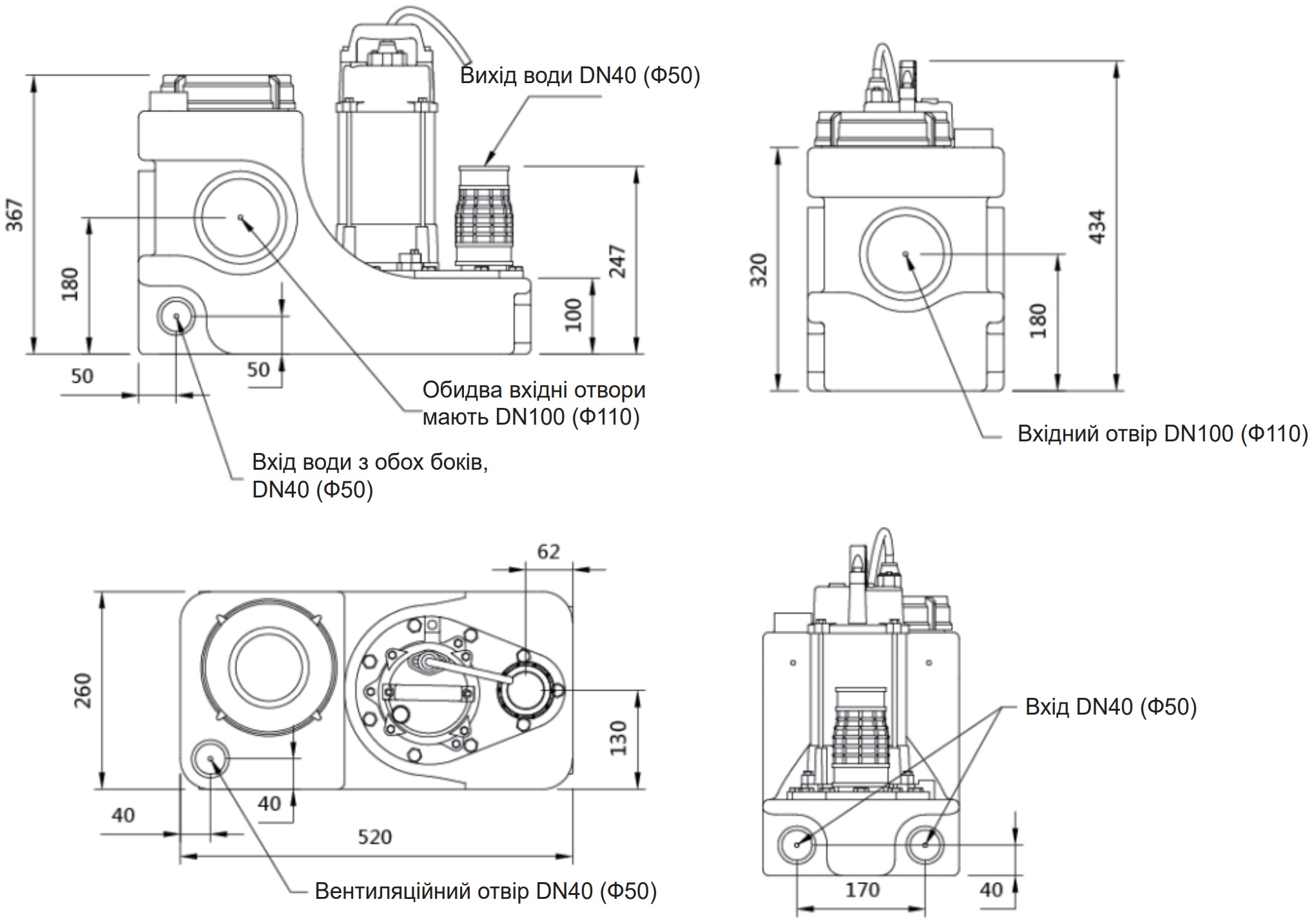 Termojet Grandlift 20-75SW (GL2075) Габаритні розміри