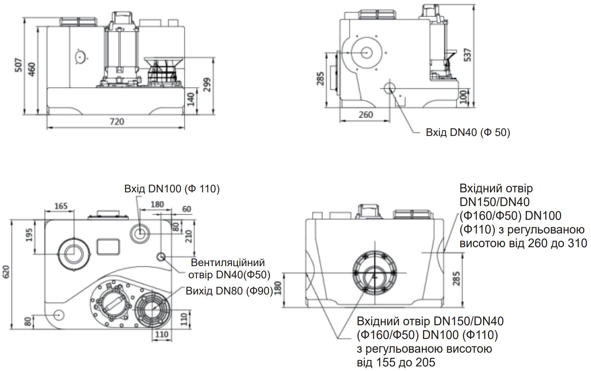 Termojet Grandlift 120-220SW (GL120220) Габаритні розміри