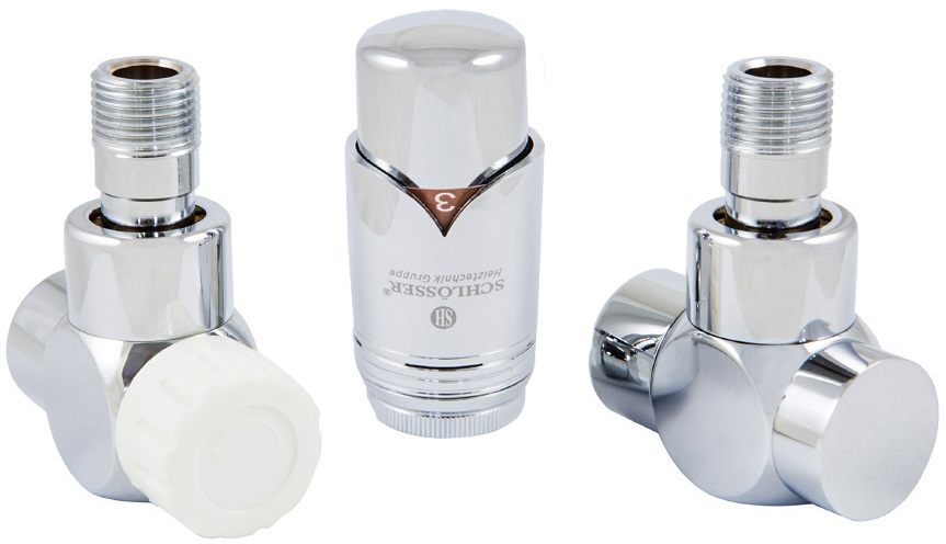 Комплект термостатический Schlosser Exclusive GZ 1/2" x 15 mm Cu, угловой, хром (601700104)
