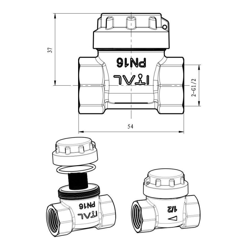 ITAL 1/2" (IT12-01531) Габаритні розміри