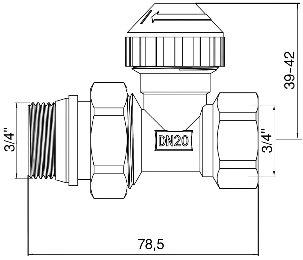 ASG-Plast 3/4", прямой (6555304) Габаритные размеры