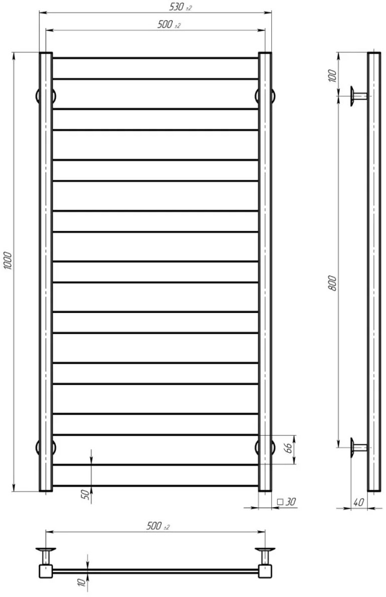 Deffi Harmony ЧФ П9 500*1000 Е Графит, JD04, Правое подключение (B.HR.100.50.9.E.G.R.2) Габаритные размеры