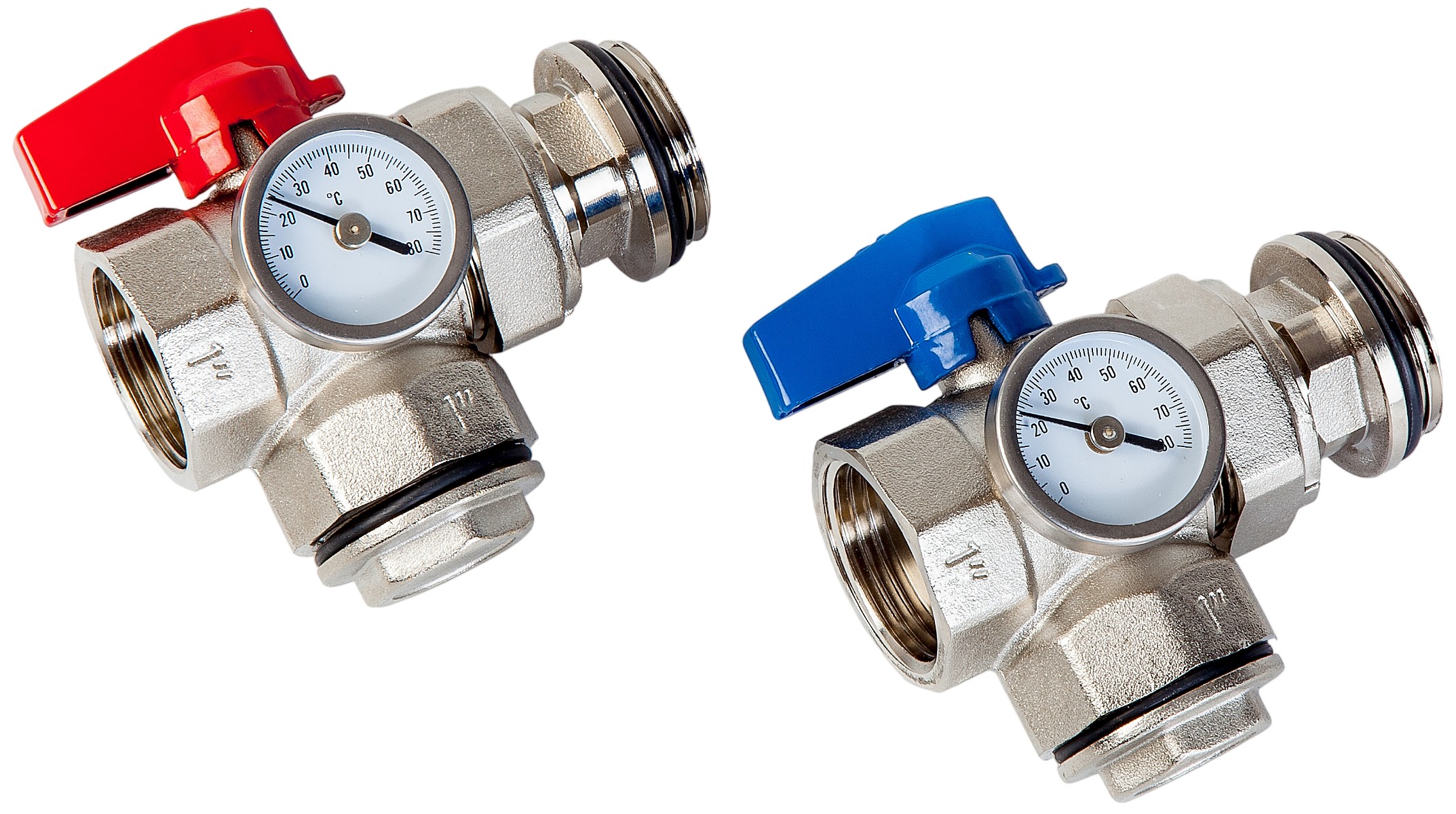 Комплект шаровых кранов Meibes Comap RTS-T 1"x1" с термометром (C331005001)