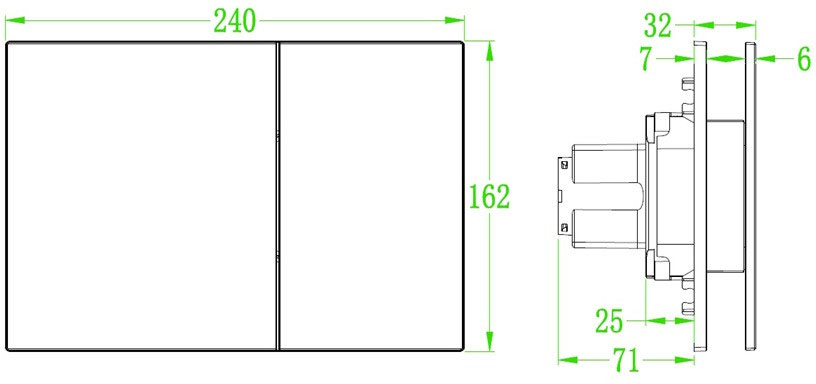 Koer KT-0610-07 240x160x32mm (KR6138) Габаритные размеры