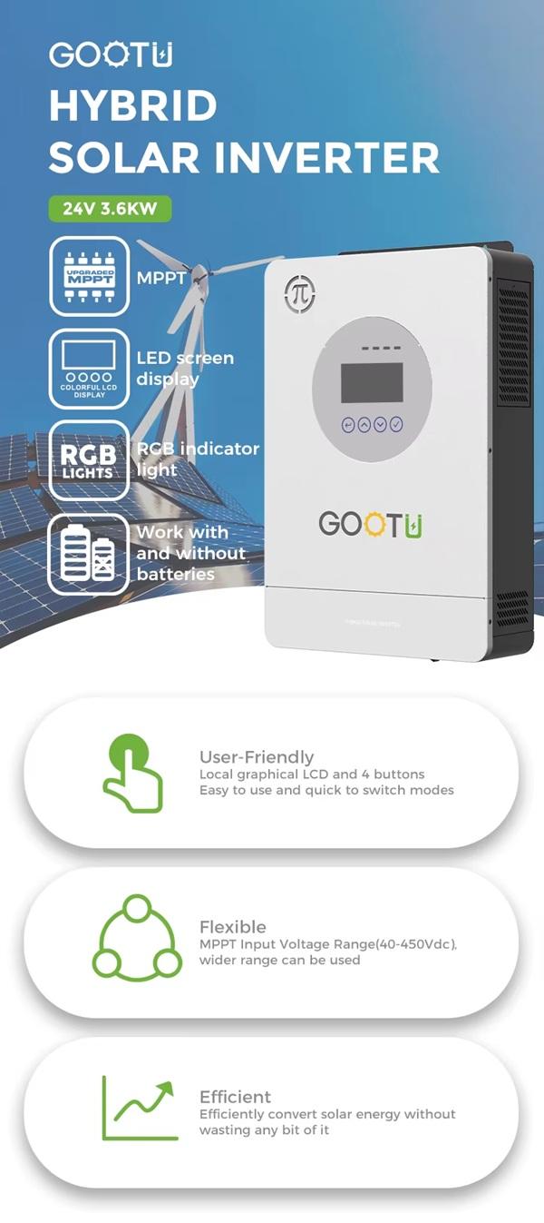 обзор товара Инвертор гибридный GOOTU 24V 220V 3,6 KW солнечный с Wi-Fi - фотография 12