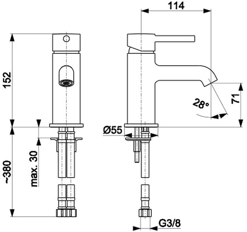 KFA Armatura Moza White 5032-815-44 Габаритные размеры