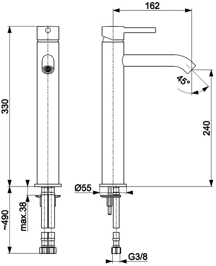 KFA Armatura Moza Gold 5032-612-31 Габаритные размеры