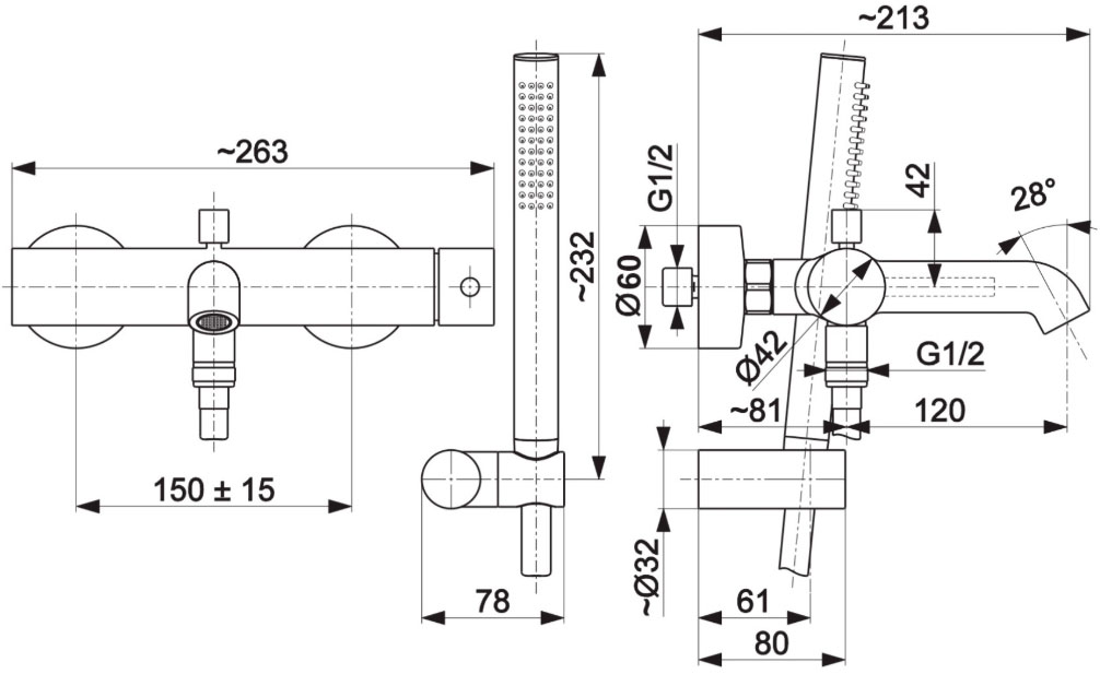 KFA Armatura Moza Chrome 5034-520-00 Габаритные размеры
