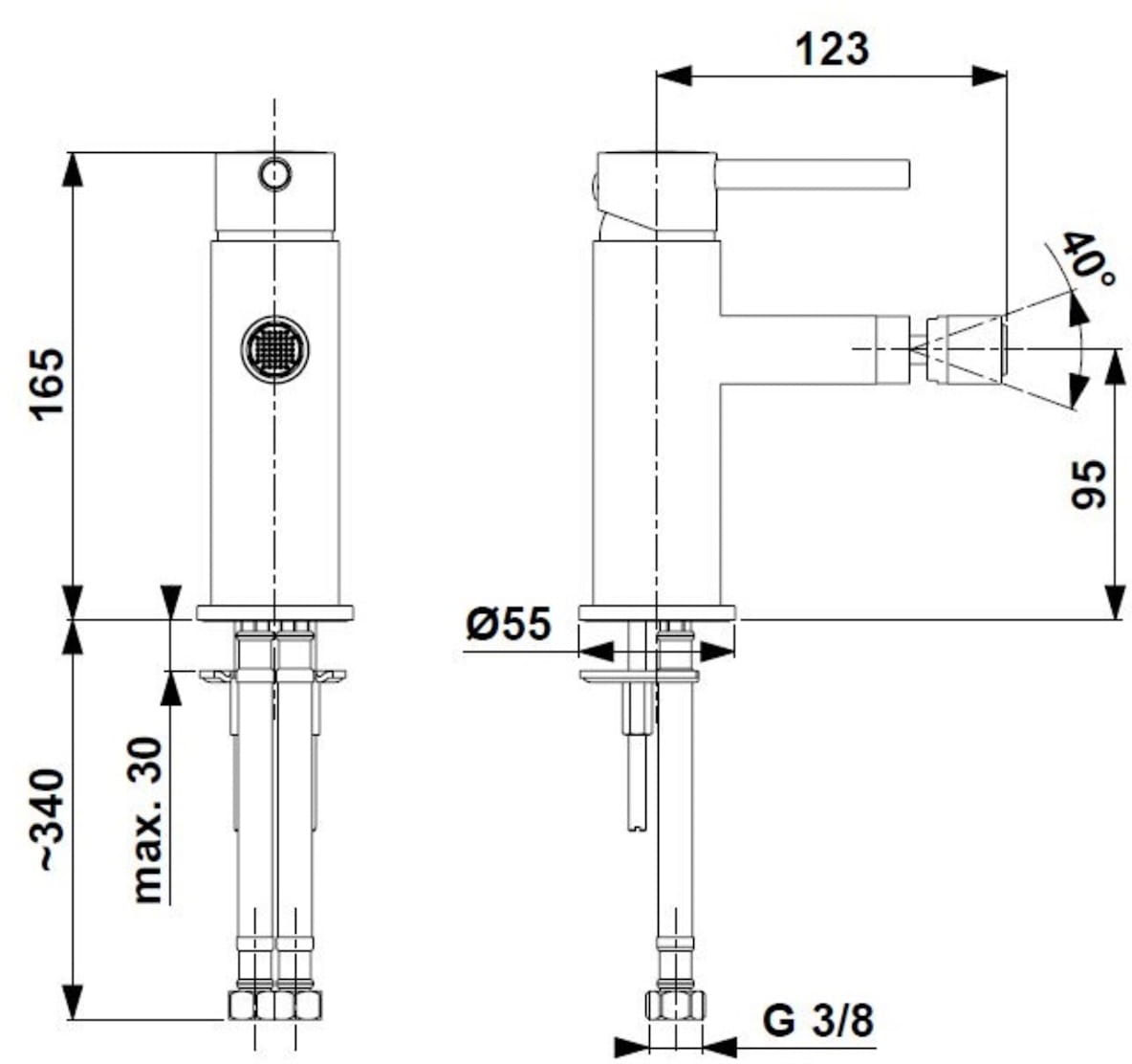 KFA Armatura Moza Black 5037-015-81 Габаритні розміри