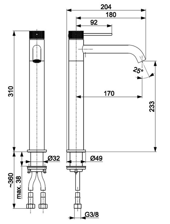 KFA Armatura Moza 316L Stainless Steel 5042-613-22 Габаритные размеры