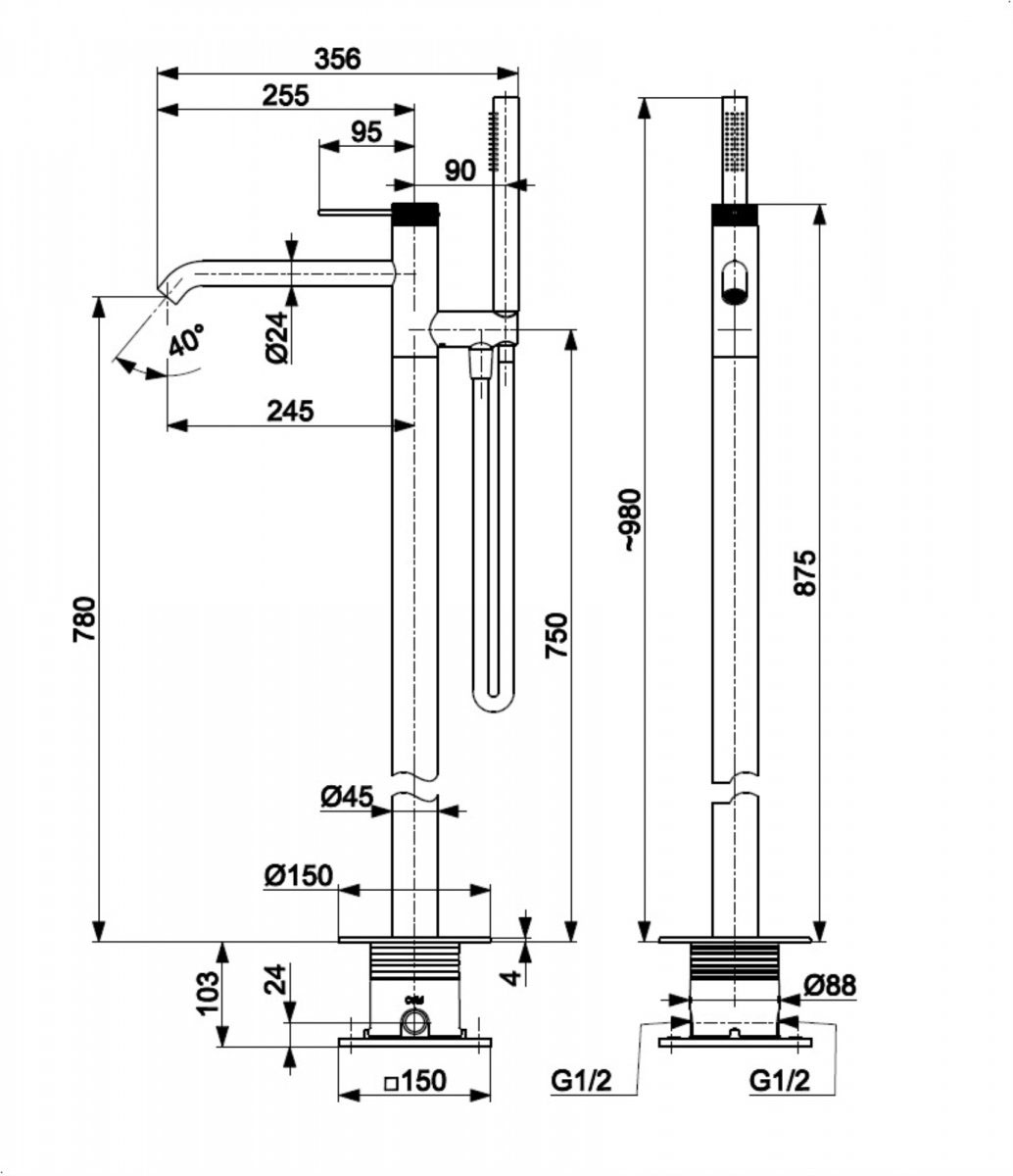 KFA Armatura Moza 316L Stainless Steel 5045-510-22 Габаритные размеры
