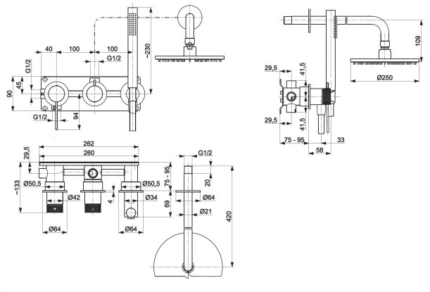 KFA Armatura Moza 316L Stainless Steel 5049-510-22 Габаритные размеры
