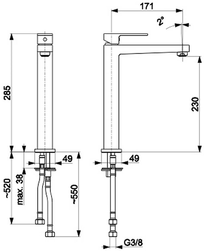 KFA Armatura Logon Black 5132-612-81 Габаритные размеры