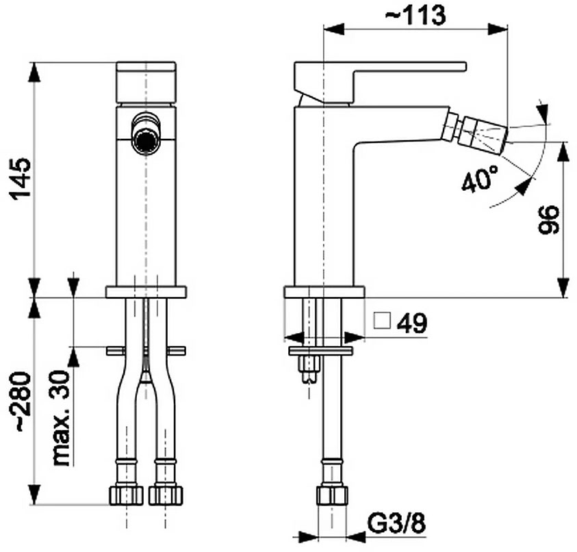 KFA Armatura Logon Black 5137-015-81 Габаритные размеры