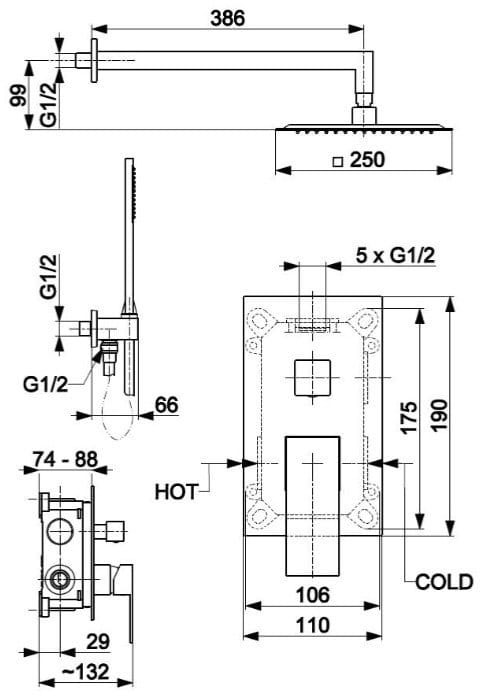 KFA Armatura Logon Chrome 5139-501-00 Габаритные размеры