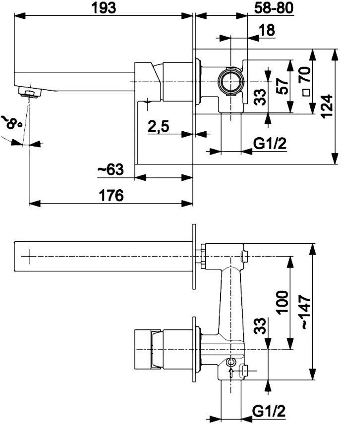 KFA Armatura Logon Black 5139-810-81 Габаритные размеры