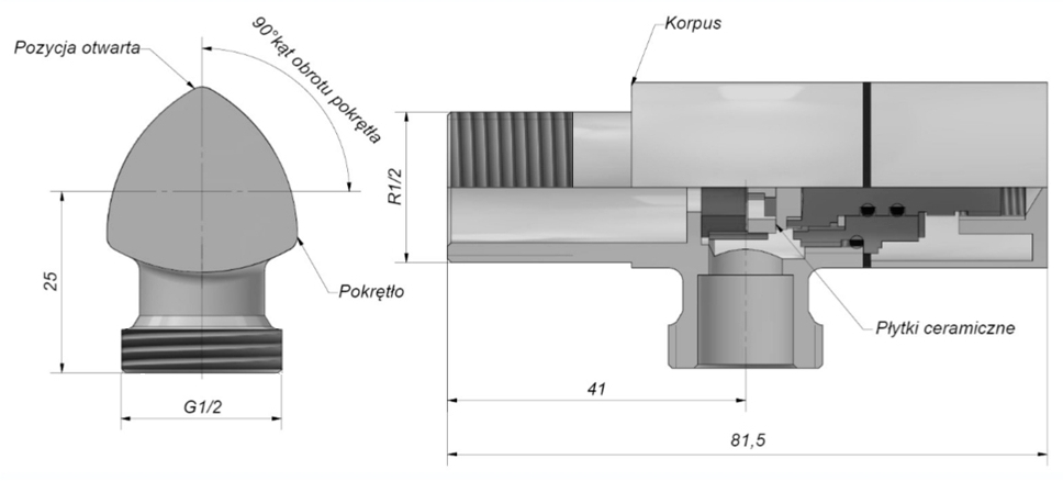 Schlosser DN15 1/2"x1/2", белый (606000016) Габаритные размеры