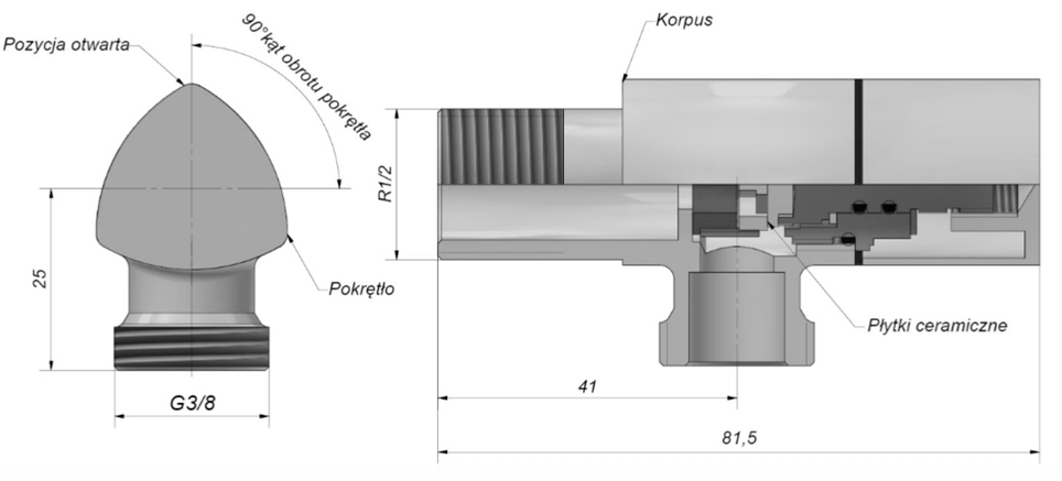 Schlosser DN15 1/2"x 3/8", хром (606000019LM) Габаритные размеры