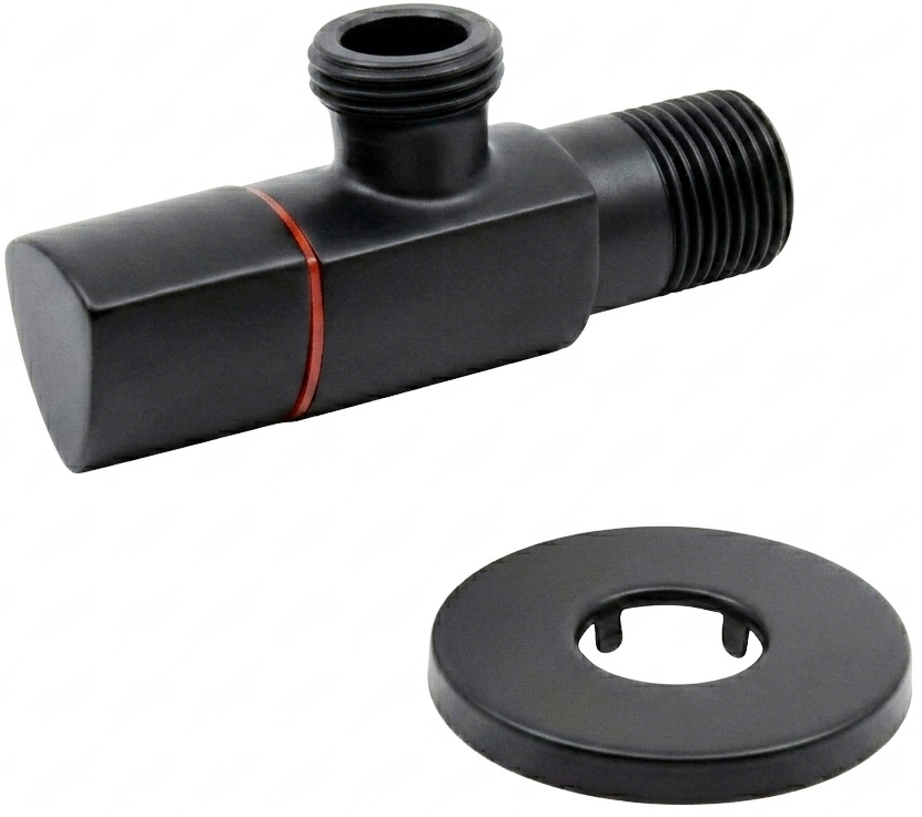 Угловой кран Schlosser DN15 1/2"x3/4", черный мат. (606000091.RAL90051LM) в интернет-магазине, главное фото