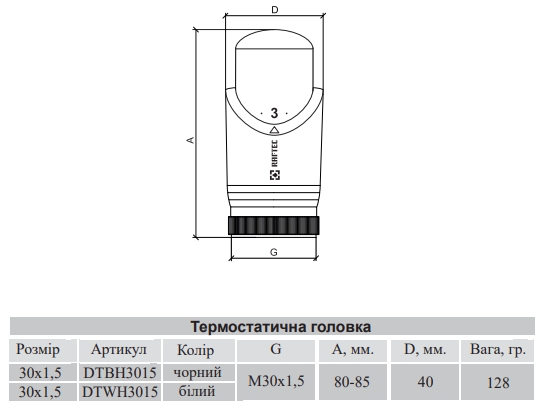 Raftec М30x1.5 Black (DTBH3015) Габаритні розміри