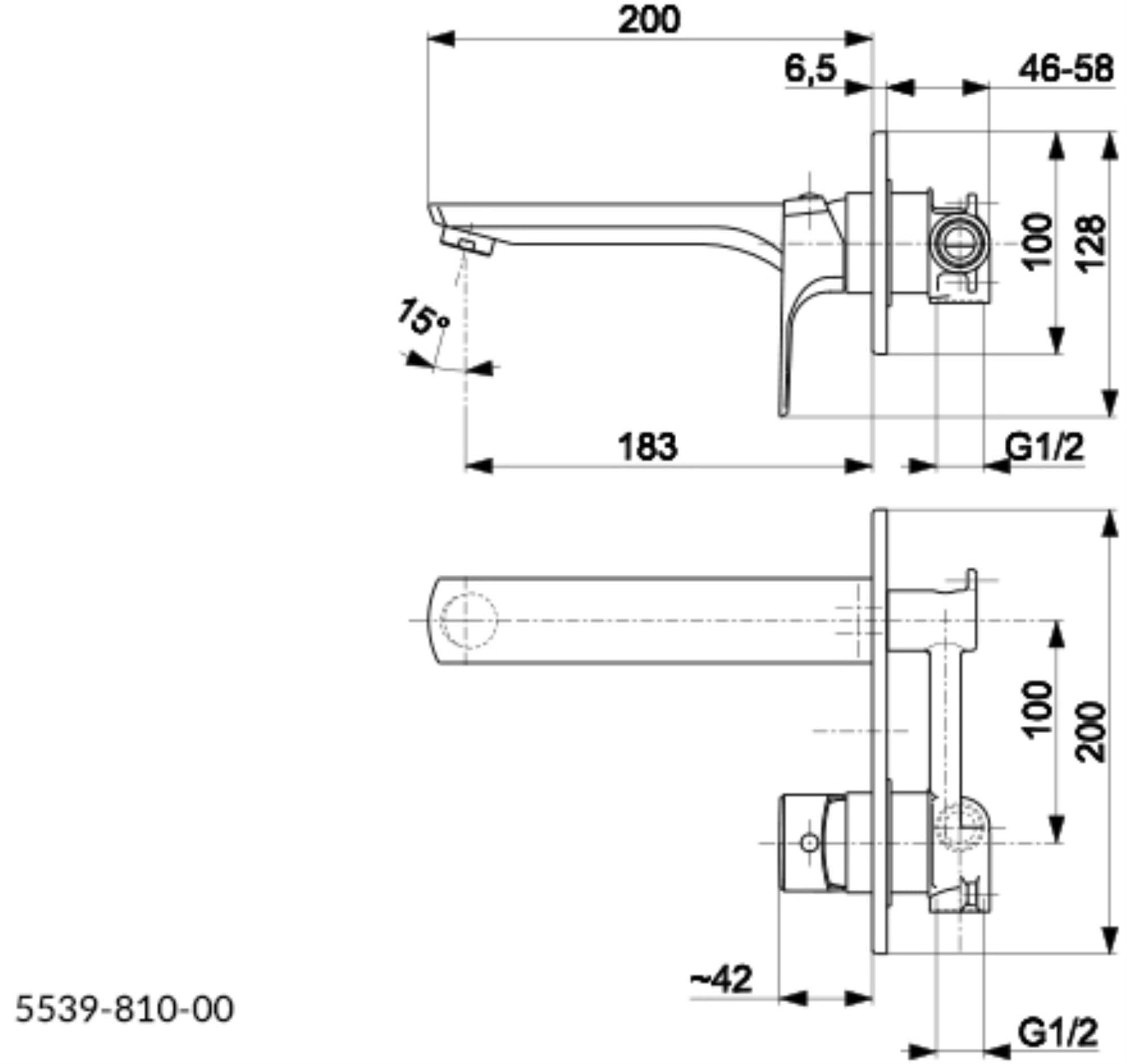 KFA Armatura Mokait Chrome 5539-810-00 Габаритные размеры