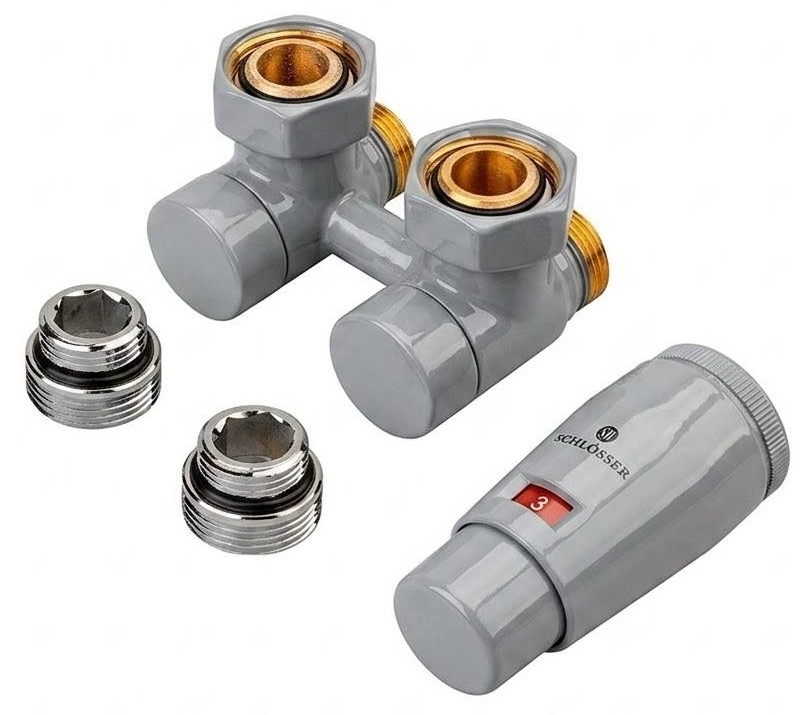 Schlosser 3/4 x M 22x1,5 кутовий, термоголовка Mini (601000044.RAL7047)