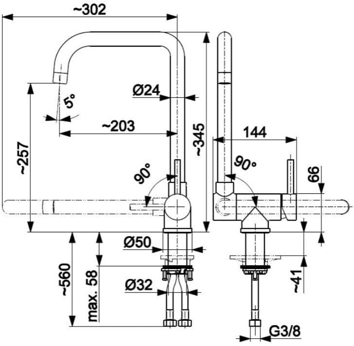 KFA Armatura Theta II Inox 6823-915-22 Габаритні розміри