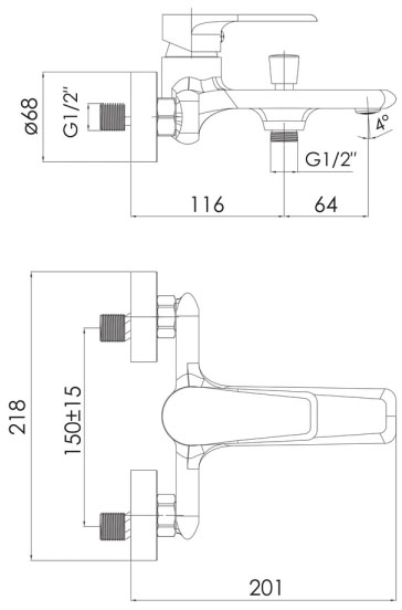 Imprese Aria f03207503AA Габаритные размеры
