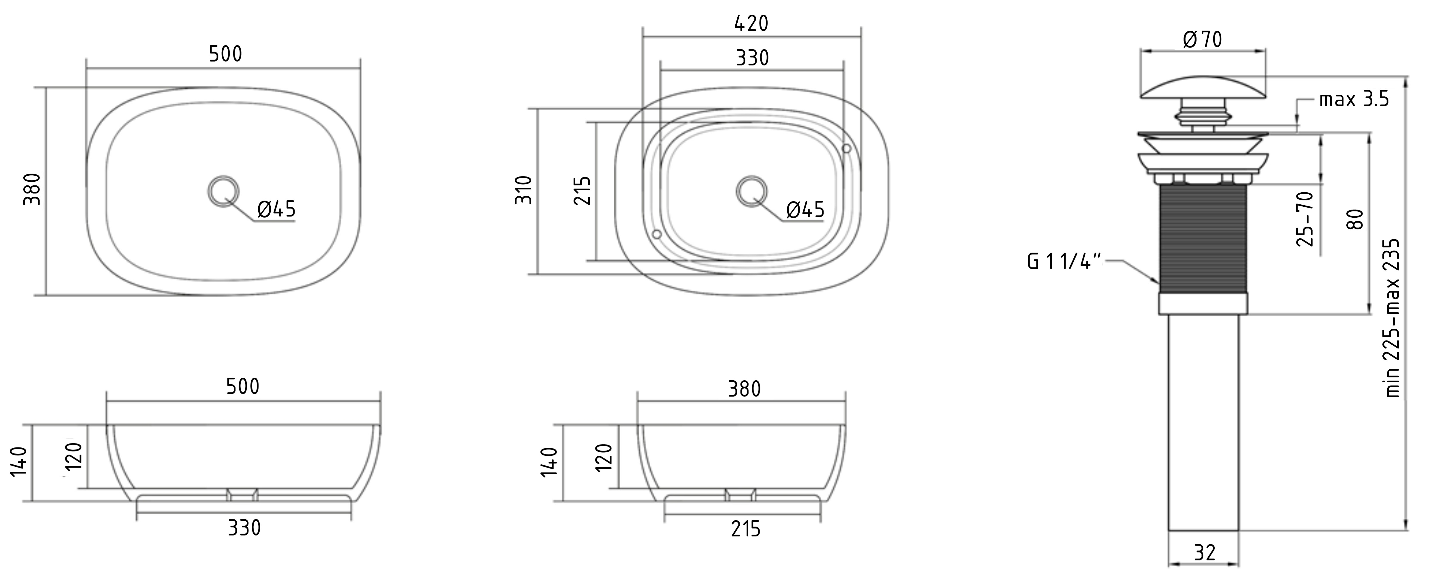Q-Tap Cardinal Marble (QTCAR188MR49826) Габаритные размеры