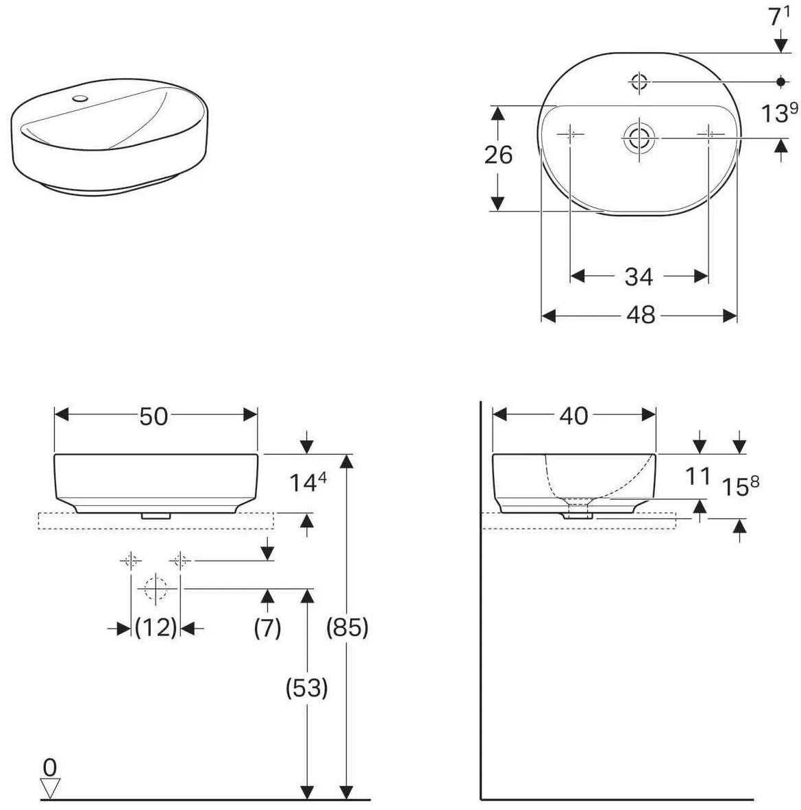 Geberit VariForm (500.776.01.2) Габаритные размеры
