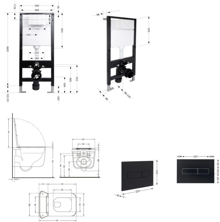 Q-Tap Gemini Ultra Quiet QTGEM28BLM5050551734 Габаритные размеры