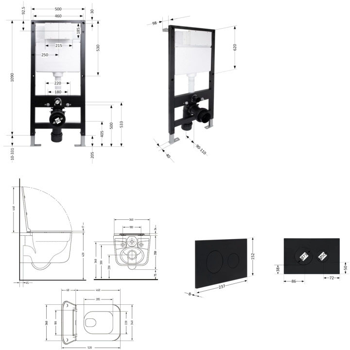 Q-Tap Gemini Ultra Quiet QTGEM28BLM5050551731 Габаритные размеры