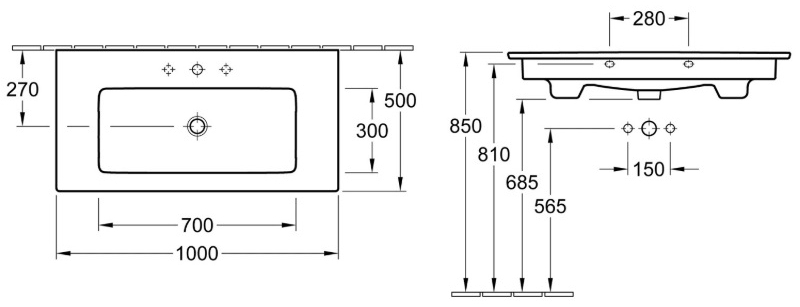 Villeroy&Boch Verity Line (4A12AL01) Габаритные размеры