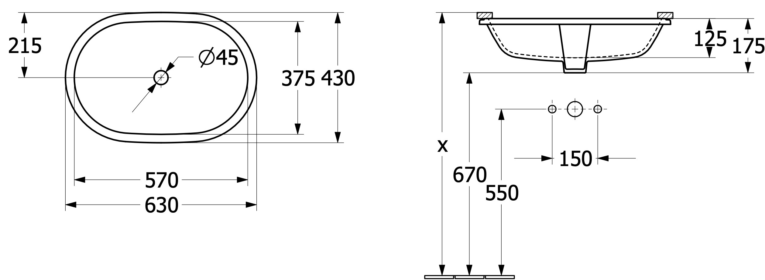 Villeroy&Boch Architectura (5A766001) Габаритні розміри