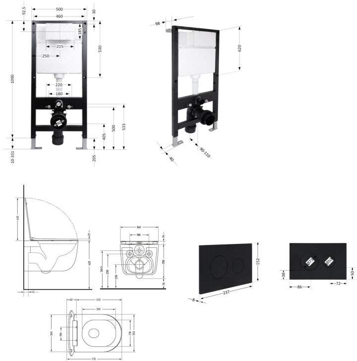 Q-Tap Taurus Ultra Quiet QTTAU28BLM5050451725 Габаритні розміри