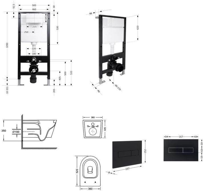 Q-Tap Swan Ultra Quiet QT16335180W51644 Габаритні розміри