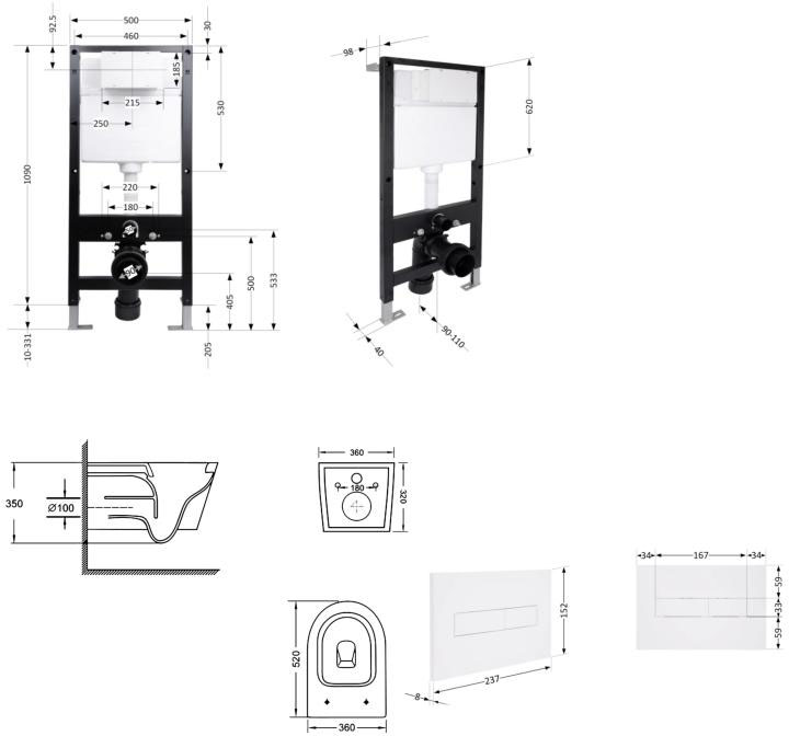 Q-Tap Swan Ultra Quiet QT16335180W51643 Габаритні розміри