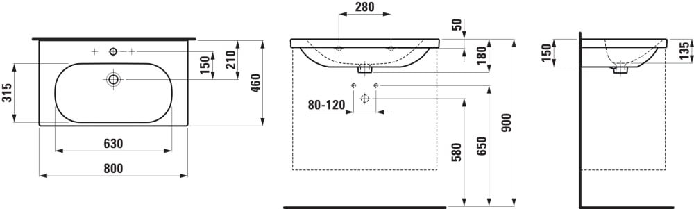 Laufen Lua (H8100870001041) Габаритні розміри