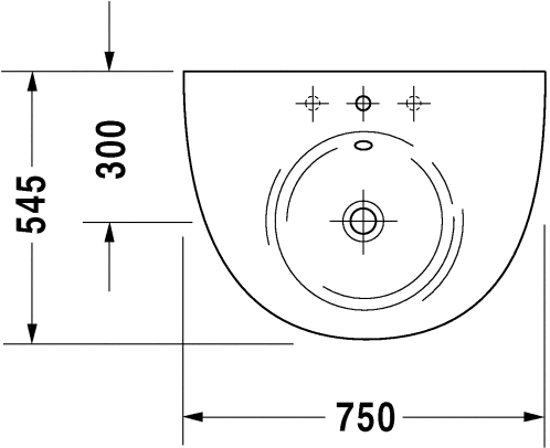 Duravit Starck1 (0405750000) Габаритные размеры