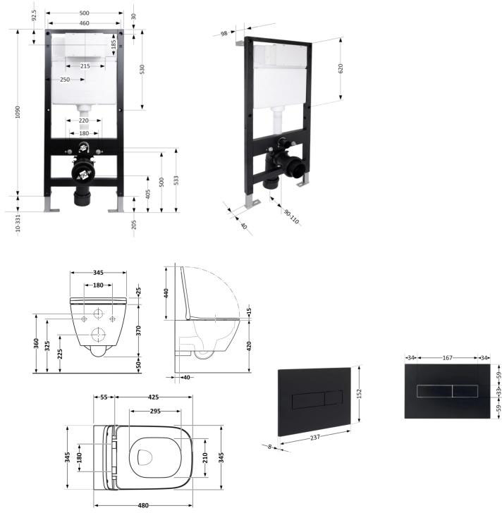 Q-Tap Tern Ultra Quiet QT17332303ASW51560 Габаритные размеры