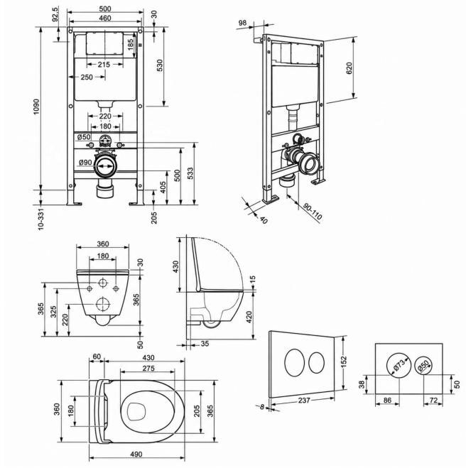 Q-Tap Robin Ultra Quiet QT13332381АSW51512 Габаритные размеры