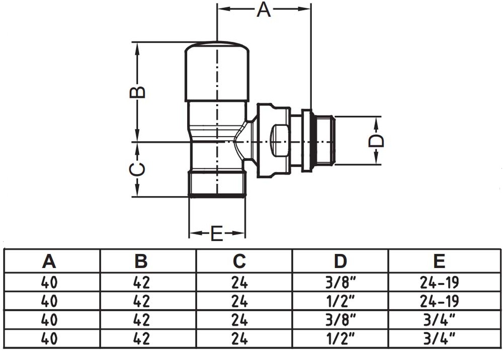 Carlo Poletti First 1/2" x 24-19, Black Matte (V140211EFS9005O) Габаритні розміри